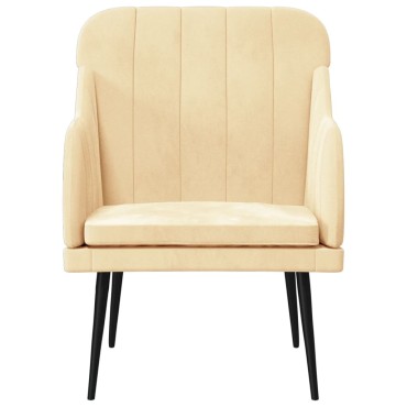 vidaXL Πολυθρόνα Κρεμ 63x76x80cm Βελούδινη 1 τεμ.