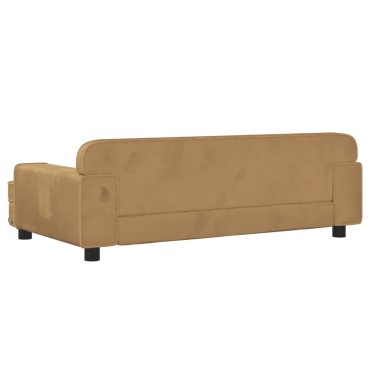 vidaXL Καναπές Παιδικός Καφέ 90x53x30cm από Βελούδο 1 τεμ.