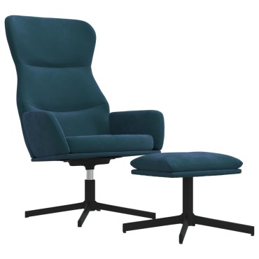 vidaXL Πολυθρόνα Relax Μπλε Βελούδινη με Σκαμπό 70x77x94cm 1 τεμ.