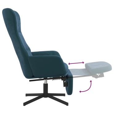 vidaXL Πολυθρόνα Relax με Υποπόδιο Μπλε Βελούδινη 70x77x94cm 1 τεμ.