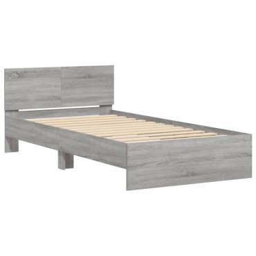 vidaXL Πλαίσιο Κρεβατιού με Κεφαλάρι Γκρι Sonoma 100x200εκ. Επεξ. Ξύλο