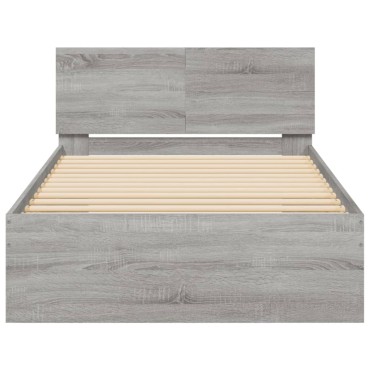 vidaXL Πλαίσιο Κρεβατιού με Κεφαλάρι Γκρι Sonoma 100x200εκ. Επεξ. Ξύλο