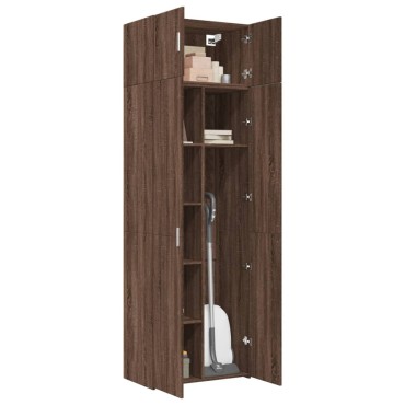 vidaXL Ραφιέρα με Ντουλάπια Καφέ Δρυς 70x42,5x225cm από Επεξ. Ξύλο 1 τεμ.