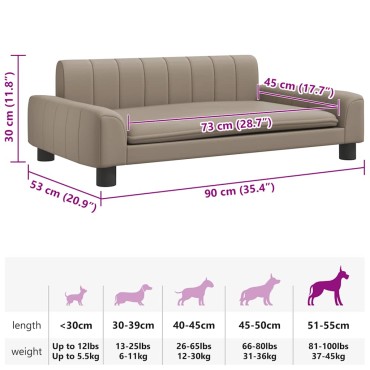 vidaXL Κρεβάτι Σκύλου Καπουτσίνο 90 x 53 x 30 εκ. Βελούδινο