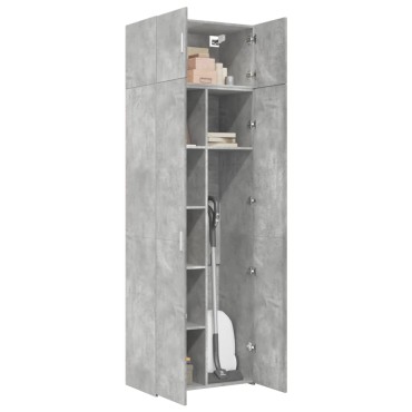 vidaXL Ραφιέρα με Ντουλάπια Γκρι Σκυροδέμ. 70x42,5x225cm Επεξ. Ξύλο 1 τεμ.