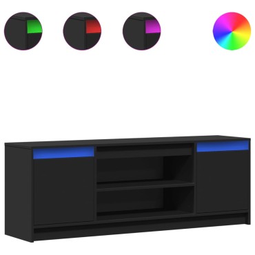 vidaXL Έπιπλο Τηλεόρασης με LED Μαύρο 139,5x34x50cm από Επεξ. Ξύλο