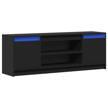 vidaXL Έπιπλο Τηλεόρασης με LED Μαύρο 139,5x34x50cm από Επεξ. Ξύλο