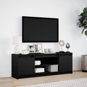 vidaXL Έπιπλο Τηλεόρασης με LED Μαύρο 139,5x34x50cm από Επεξ. Ξύλο