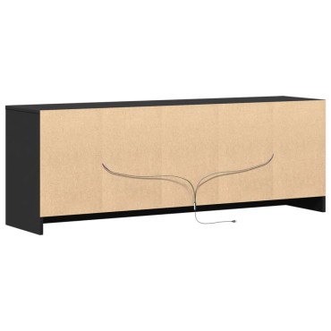 vidaXL Έπιπλο Τηλεόρασης με LED Μαύρο 139,5x34x50cm από Επεξ. Ξύλο