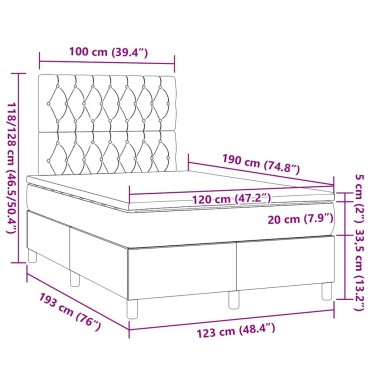 vidaXL Κρεβάτι Boxspring με Στρώμα Ροζ 120x190 εκ. Βελούδινο