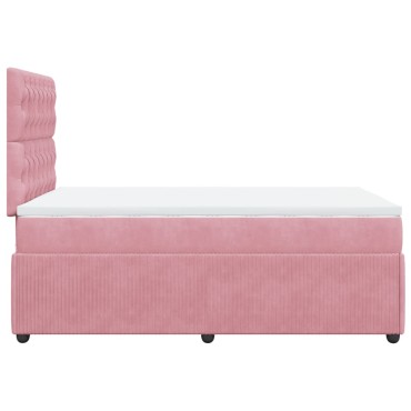 vidaXL Κρεβάτι Boxspring με Στρώμα Ροζ 120x200 εκ. Βελούδινο