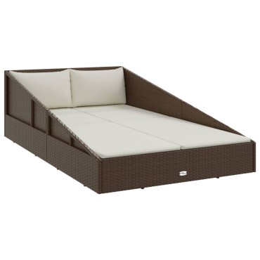 vidaXL Ξαπλώστρα - Κρεβάτι Κήπου Καφέ 110x200cm Συνθετικό Ρατάν