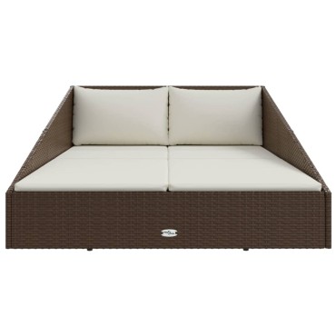 vidaXL Ξαπλώστρα - Κρεβάτι Κήπου Καφέ 110x200cm Συνθετικό Ρατάν