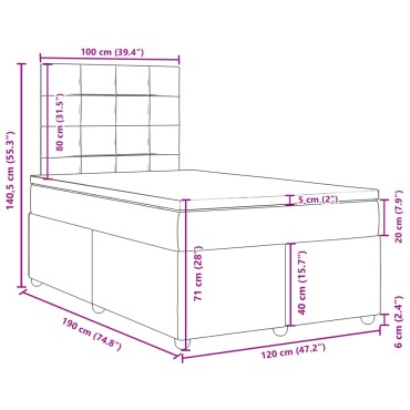 vidaXL Κρεβάτι Boxspring με Στρώμα Σκούρο Καφέ 120x190 εκ Υφασμάτινο