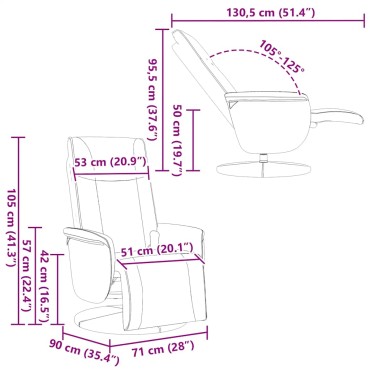 vidaXL Πολυθρόνα Μασάζ Ανακλινόμενη με Υποπόδιο Μαύρη Συνθετικό Δέρμα 71x90x105cm 1 τεμ.