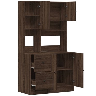 vidaXL Στήλη Κουζίνας Καφέ Δρυς 95x50x180cm από Επεξεργασμένο Ξύλο