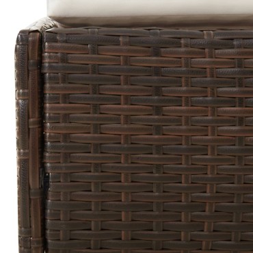 vidaXL Ξαπλώστρα με Πτυσσόμενη Οροφή Καφέ 200x114x128cm Συνθ. Ρατάν