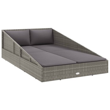 vidaXL Ξαπλώστρα - Κρεβάτι Κήπου Γκρι 110x200cm Συνθετικό Ρατάν - Μονό