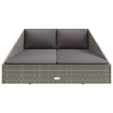 vidaXL Ξαπλώστρα - Κρεβάτι Κήπου Γκρι 110x200cm Συνθετικό Ρατάν