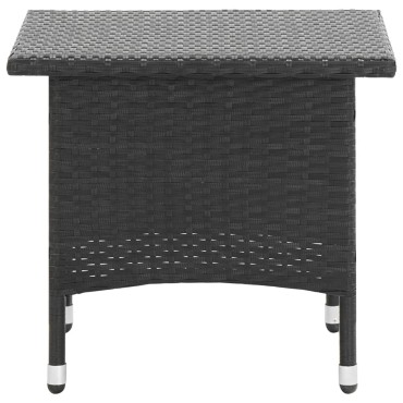 vidaXL Τραπέζι Κήπου Μαύρο 50x50x47cm από Συνθετικό Ρατάν 1 τεμ.