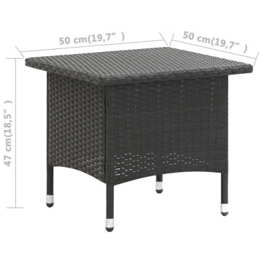 vidaXL Τραπέζι Κήπου Μαύρο 50x50x47cm από Συνθετικό Ρατάν 1 τεμ.