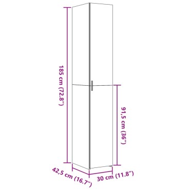 vidaXL Ντουλάπι Sonoma Δρυς 30x42,5x185cm από Επεξεργασμένο Ξύλο 1 τεμ.