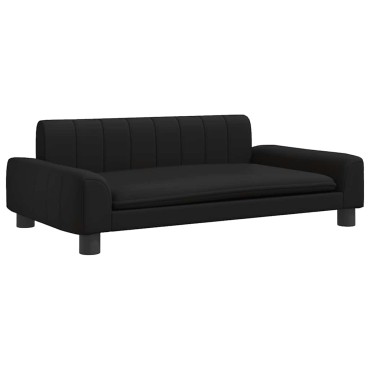 vidaXL Κρεβάτι Σκύλου Μαύρο 90 x 53 x 30 εκ. από Συνθετικό Δέρμα