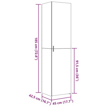 vidaXL Ντουλάπι Λευκό 45x42,5x185cm από Επεξεργασμένο Ξύλο 1 τεμ.