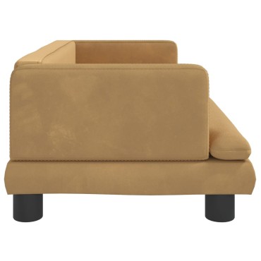 vidaXL Καναπές Παιδικός Καφέ 80x45x30cm από Βελούδο 1 τεμ.