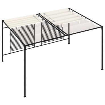 vidaXL Πέργκολα με Πτυσσόμενη Οροφή Κρεμ 3 x 4 x 2,3 μ. 180 γρ./μ²