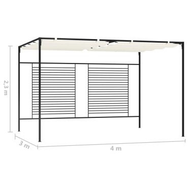 vidaXL Πέργκολα με Πτυσσόμενη Οροφή Κρεμ 3 x 4 x 2,3 μ. 180 γρ./μ²