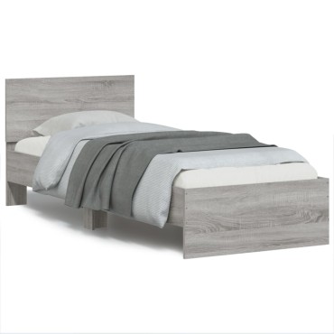 vidaXL Πλαίσιο Κρεβατιού με Κεφαλάρι Γκρι Sonoma 90x200 εκ. Επεξ. Ξύλο