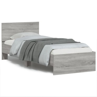 vidaXL Πλαίσιο Κρεβατιού με Κεφαλάρι Γκρι Sonoma 90x190 εκ. Επεξ. Ξύλο