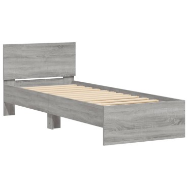 vidaXL Πλαίσιο Κρεβατιού με Κεφαλάρι Γκρι Sonoma 90x190 εκ. Επεξ. Ξύλο