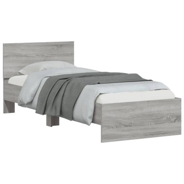vidaXL Πλαίσιο Κρεβατιού με Κεφαλάρι Γκρι Sonoma 90x190 εκ. Επεξ. Ξύλο