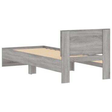 vidaXL Πλαίσιο Κρεβατιού με Κεφαλάρι Γκρι Sonoma 90x190 εκ. Επεξ. Ξύλο