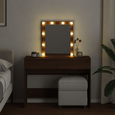 vidaXL Μπουντουάρ με LED Καφέ Δρυς 100x40x130cm 1 τεμ.