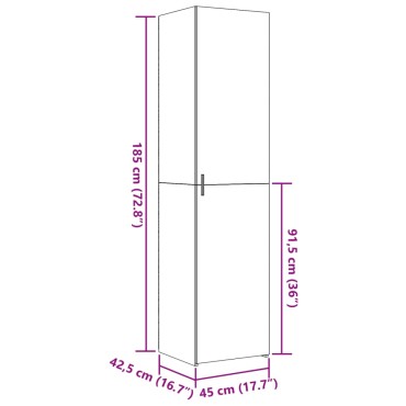 vidaXL Ντουλάπι Μαύρο 45x42,5x185cm από Επεξεργασμένο Ξύλο 1 τεμ.
