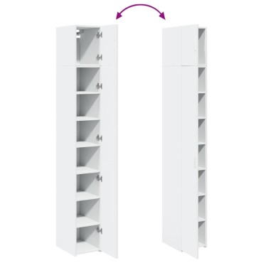 vidaXL Ντουλάπι Αποθήκευσης Στενό Λευκό 30x42,5x225cm Επεξεργ. Ξύλο 1 τεμ.
