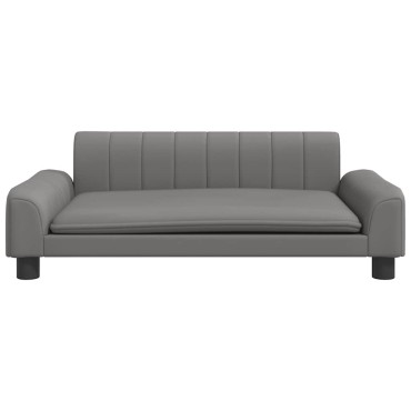 vidaXL Κρεβάτι Σκύλου Γκρι 90 x 53 x 30 εκ. από Συνθετικό Δέρμα