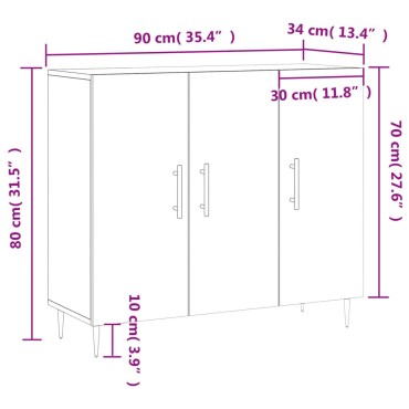 vidaXL Ντουλάπι Μαύρο 90x34x80cm από Επεξεργασμένο Ξύλο 1 τεμ.