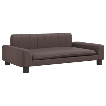 vidaXL Καναπές Παιδικός Καφέ 90x53x30cm από Συνθετικό Δέρμα 1 τεμ.