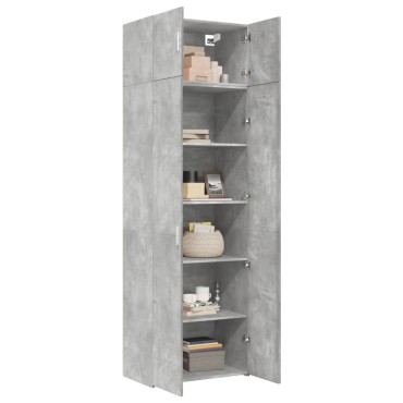 vidaXL Ραφιέρα με Ντουλάπια Γκρι Σκυροδέμ. 70x42,5x225cm Επεξ. Ξύλο 1 τεμ.
