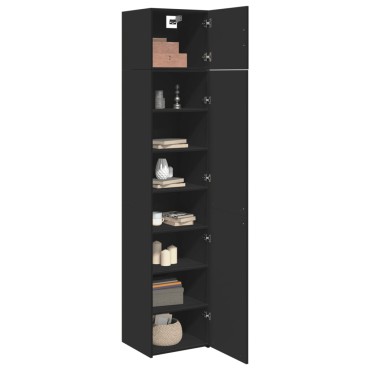 vidaXL Ντουλάπι Αποθήκευσης Στενό Μαύρο 45x42,5x225cm Επεξεργ. Ξύλο 1 τεμ.