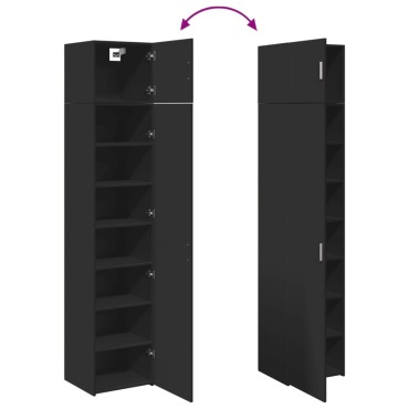 vidaXL Ντουλάπι Αποθήκευσης Στενό Μαύρο 45x42,5x225cm Επεξεργ. Ξύλο 1 τεμ.