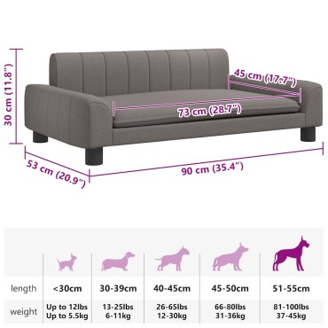 vidaXL Κρεβάτι Σκύλου Taupe 90 x 53 x 30 εκ. Υφασμάτινο