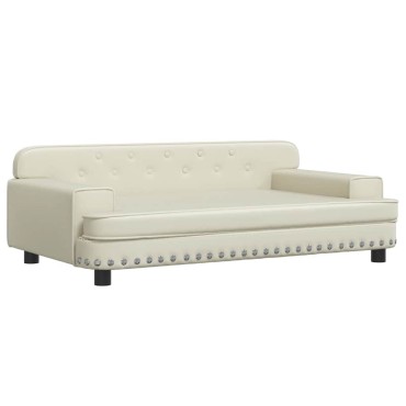 vidaXL Κρεβάτι Σκύλου Κρεμ 90 x 53 x 30 εκ. από Συνθετικό Δέρμα