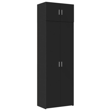 vidaXL Ραφιέρα με Ντουλάπια Μαύρο 70x42,5x225cm από Επεξ. Ξύλο 1 τεμ.