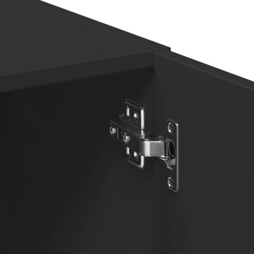 vidaXL Ραφιέρα με Ντουλάπια Μαύρο 70x42,5x225cm από Επεξ. Ξύλο 1 τεμ.