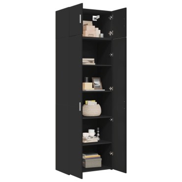 vidaXL Ραφιέρα με Ντουλάπια Μαύρο 70x42,5x225cm από Επεξ. Ξύλο 1 τεμ.